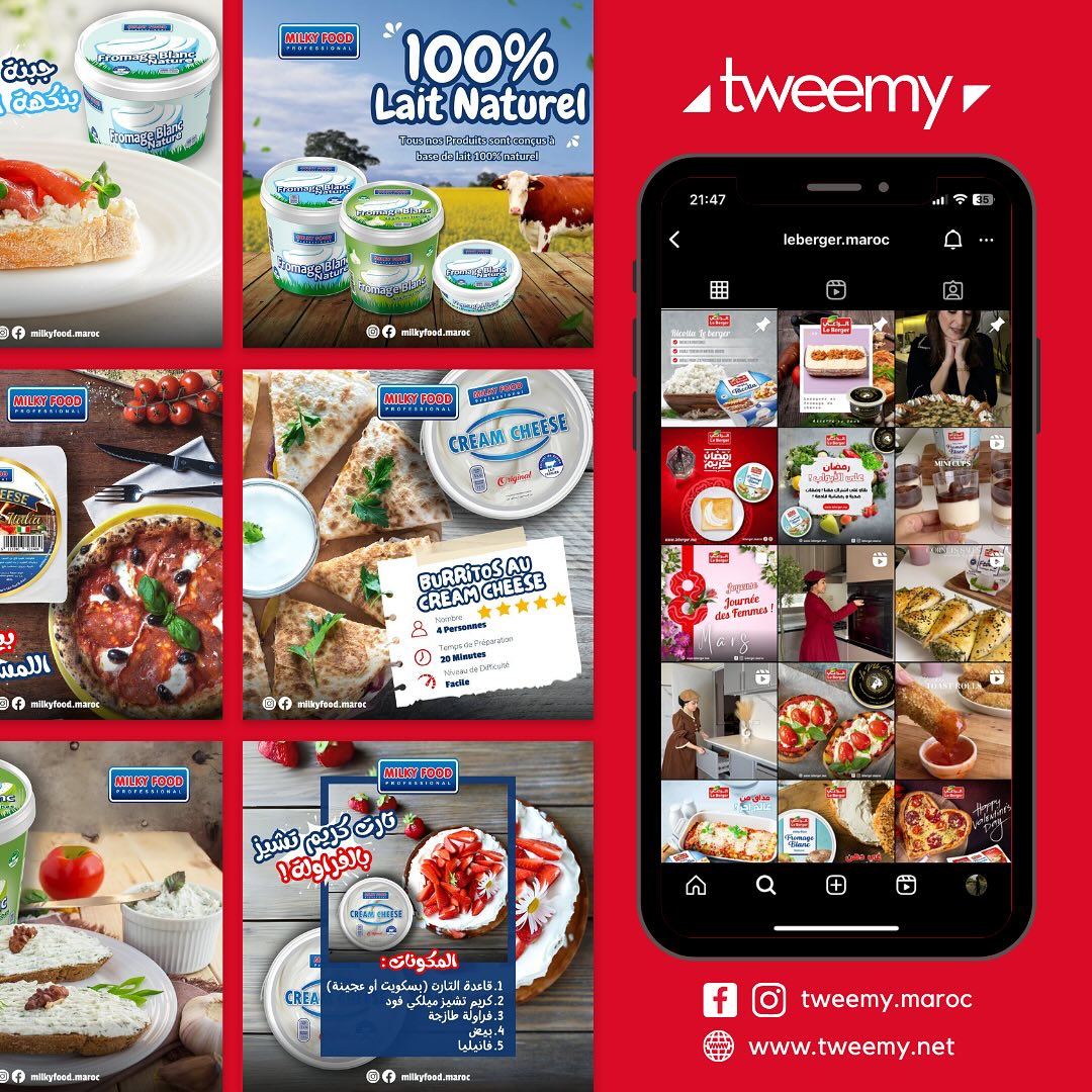 Milky Food — grille de contenu social media